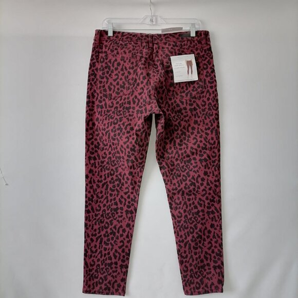 Social Standard by Sanctuary Wine Sketchy Cheetah Ankle Skinny Jeans Size 12 - Picture 4 of 9